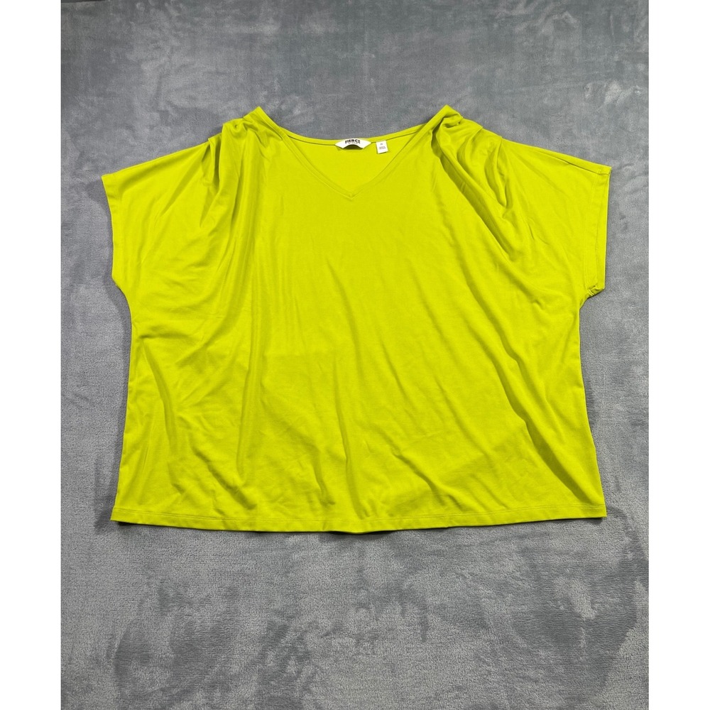 Fierce by Mally Womens 2X Lime Green V-Neck Short Sleeve Oversized Tee Top